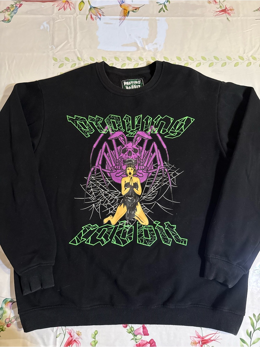 Black Graphic Crewneck Sweatshirt